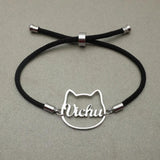 Personalized Cat Name Bracelet Name Bangle Gift Kitty Jewelry Memorial