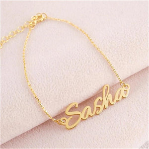 Stainless Steel Name Bracelet Women's Jewelry Golden Letters Chain