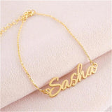 Stainless Steel Name Bracelet Women's Jewelry Golden Letters Chain