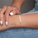 Stainless Steel Name Bracelet Women's Jewelry Golden Letters Chain