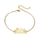 Personalized Family Names Bracelet Stainless Steel Letter Charms Chain