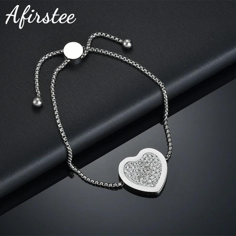 Zircon Heart Pendant Bracelet Rhinestone Jewelry Gift
