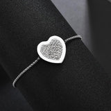 Zircon Heart Pendant Bracelet Rhinestone Jewelry Gift