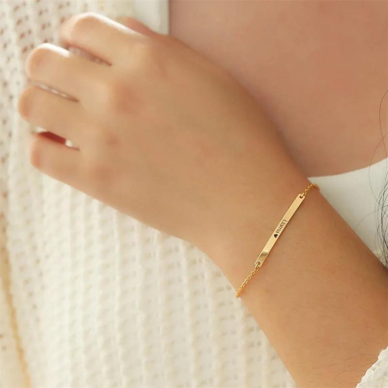 Tangula Custom Name Bracelet Stainless Steel Personalized Remembrance Bracelet