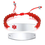 Personalized Medical Alert Women Bracelet - Double Beaded Chain Link Adjustable