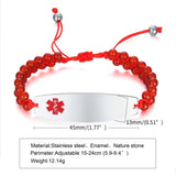 Personalized Medical Alert Women Bracelet - Double Beaded Chain Link Adjustable