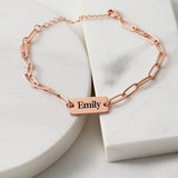 Personalized Square Name Bracelet Stainless Steel Silver Chain