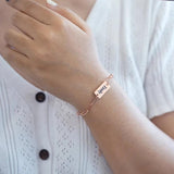 Personalized Square Name Bracelet Stainless Steel Silver Chain