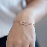 Personalized Square Name Bracelet Stainless Steel Silver Chain