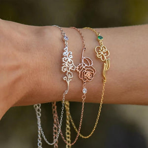 Women Personality Flower Pendant Bracelet Birthstone for Women Jewelry