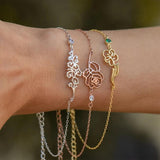 Women Personality Flower Pendant Bracelet Birthstone for Women Jewelry