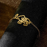 Personalized Name Bracelet Stainless Steel Elephant Children Gift