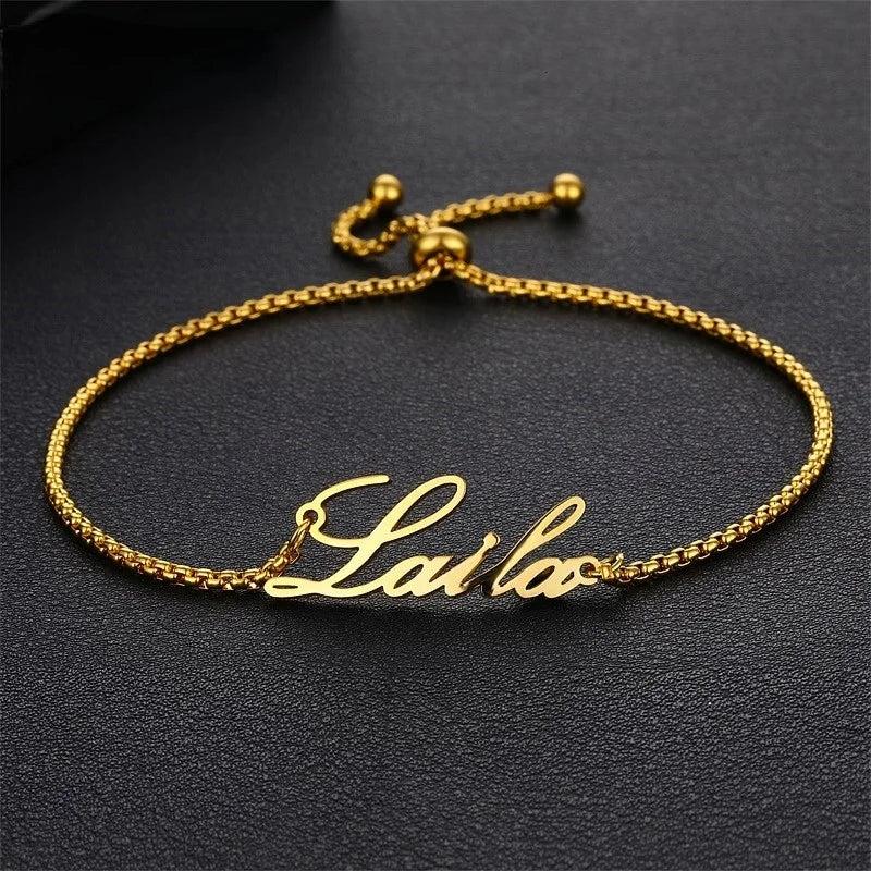 Arabic Letter Name Bracelet Women Stainless Steel Adjustable