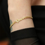 Personalized Cuban Link Couple Name Bracelet Stainless Steel Women Jewelry