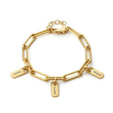 Personalized Rectangular Chain Nameplate Bracelet for Couples