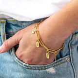Personalized Rectangular Chain Nameplate Bracelet for Couples
