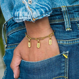 Personalized Rectangular Chain Nameplate Bracelet for Couples