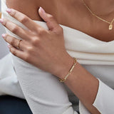 Personalized Rectangular Chain Nameplate Bracelet for Couples