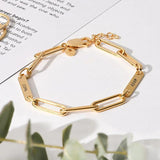 Personalized Rectangular Chain Nameplate Bracelet for Couples