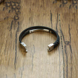 Custom Engraved Stainless Steel Leather Bracelet for Men
