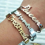 Personalized Name Letter Charm Bangle Adjustable Bracelet