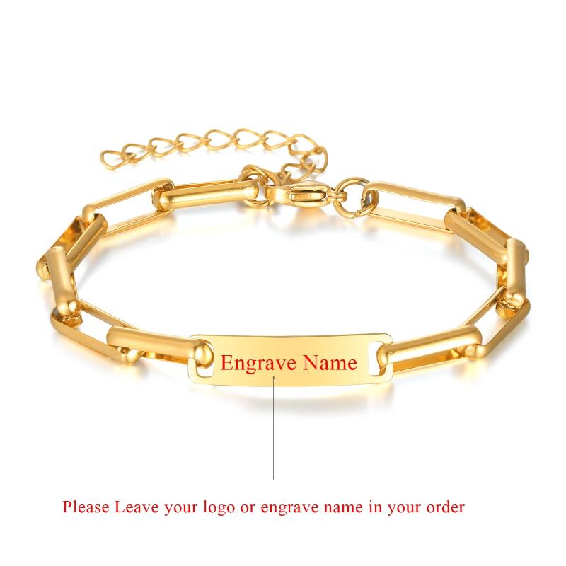 Personalized Name Baby ID Bracelet Stainless Steel Bangle