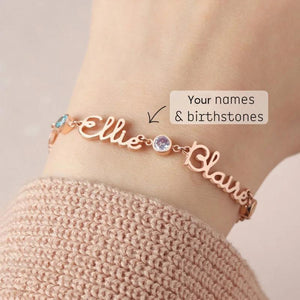 Personalized Name Bracelet with Birthstone - Stainless Steel Jewelry for Women