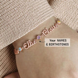 Personalized Name Bracelet with Birthstone - Stainless Steel Jewelry for Women
