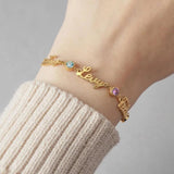 Personalized Name Bracelet with Birthstone - Stainless Steel Jewelry for Women