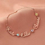 Personalized Name Bracelet with Birthstone - Stainless Steel Jewelry for Women