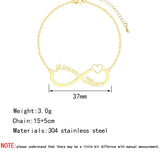 Chered Name Bracelet Mom Infinity Adjustable Heart Bracelets Stainless Steel