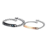 Birthstone & Name ID Bracelet Stainless Steel CZ Stone Lover Jewelry