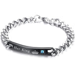 Birthstone & Name ID Bracelet Stainless Steel CZ Stone Lover Jewelry