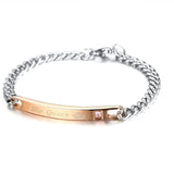 Birthstone & Name ID Bracelet Stainless Steel CZ Stone Lover Jewelry
