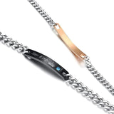 Birthstone & Name ID Bracelet Stainless Steel CZ Stone Lover Jewelry