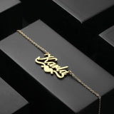 Chered Personalized Name Bracelet Stainless Steel Initial Chain Bracelets