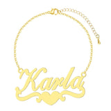 Chered Personalized Name Bracelet Stainless Steel Initial Chain Bracelets