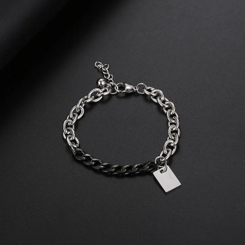 Personalized Name Charm Bracelet Titanium Steel Men's Gift