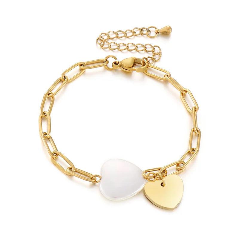 Personalized Stainless Steel Heart Charm Bracelet Women's Jewelry