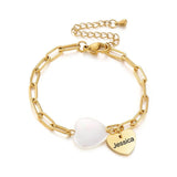 Personalized Stainless Steel Heart Charm Bracelet Women's Jewelry