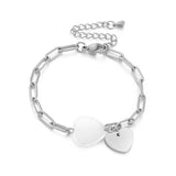 Personalized Stainless Steel Heart Charm Bracelet Women's Jewelry