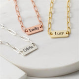 Personalized Name Bracelet Paper Clip Chain Square Nameplate