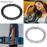 Custom Stainless Steel Cuban Link Chain Bracelet Engraved Name Bangle
