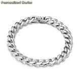 Custom Stainless Steel Cuban Link Chain Bracelet Engraved Name Bangle