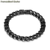 Custom Stainless Steel Cuban Link Chain Bracelet Engraved Name Bangle