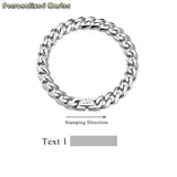 Custom Stainless Steel Cuban Link Chain Bracelet Engraved Name Bangle