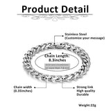 Custom Stainless Steel Cuban Link Chain Bracelet Engraved Name Bangle