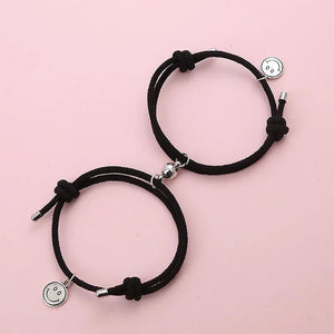 Magnet Couple Bracelets Rope Chain Smile Pendant for Sisters