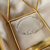 Personalize Name Bracelet Old English Font Nameplate Bangle