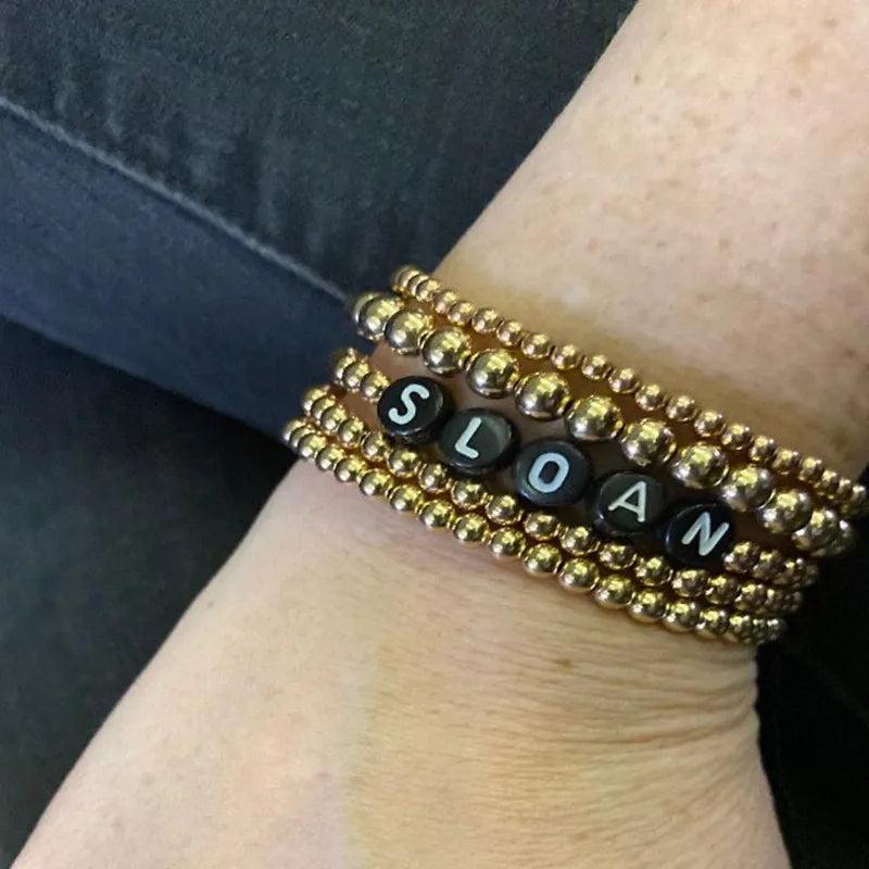 Gold Color Couple Letter Bracelets for Women and Men